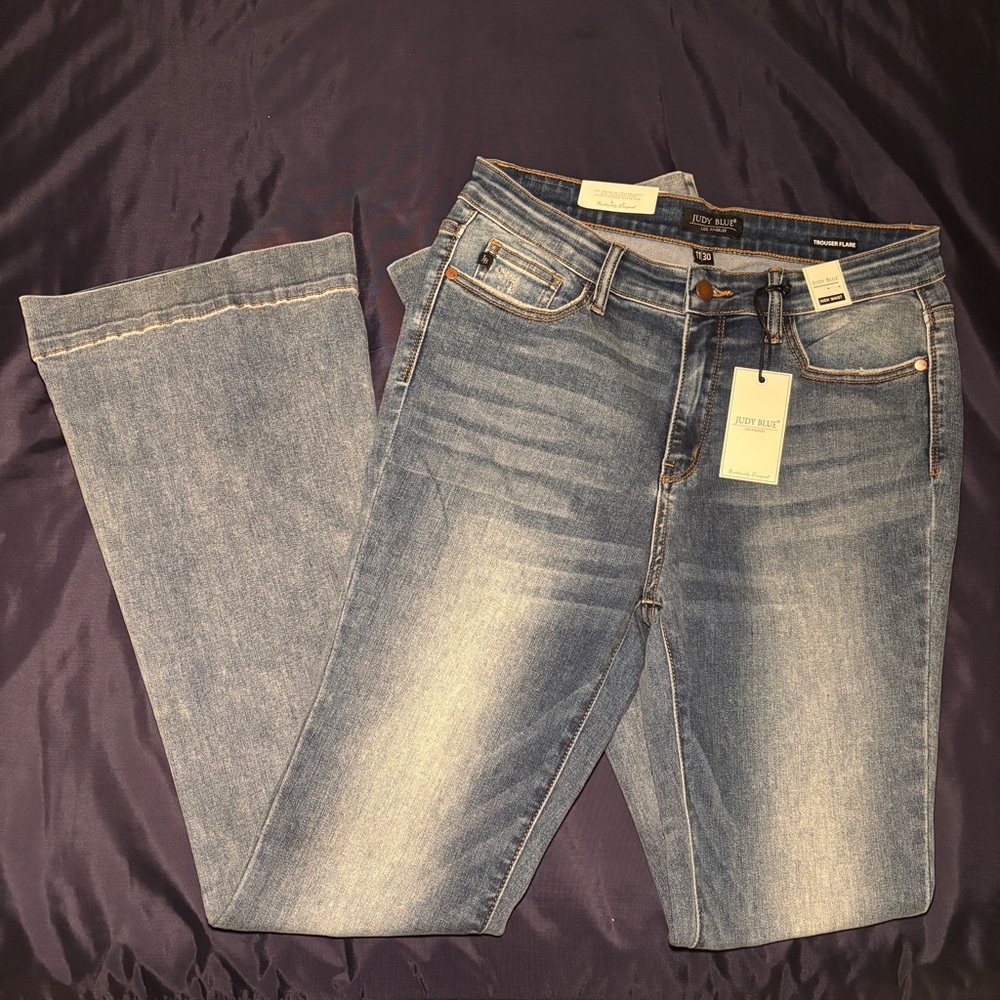 NWT Judy Blue Light Wash Trouser Flare Jeans